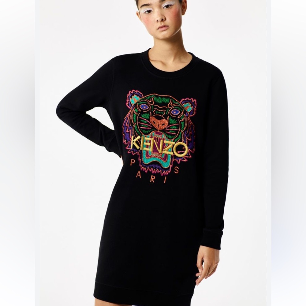 Kenzo Kids Black Sweatshirt with Colorful Tiger Design